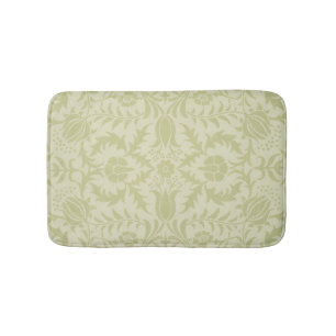 William Morris Borage vintage soft green damask Bath Mat