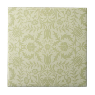 William Morris Borage vintage soft green damask Ceramic Tile