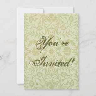 William Morris Borage vintage soft green damask Invitation