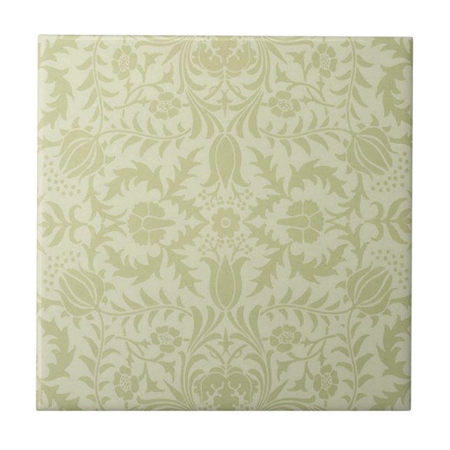 William Morris Borage Wedding Soft Green Ceramic Tile (Front)