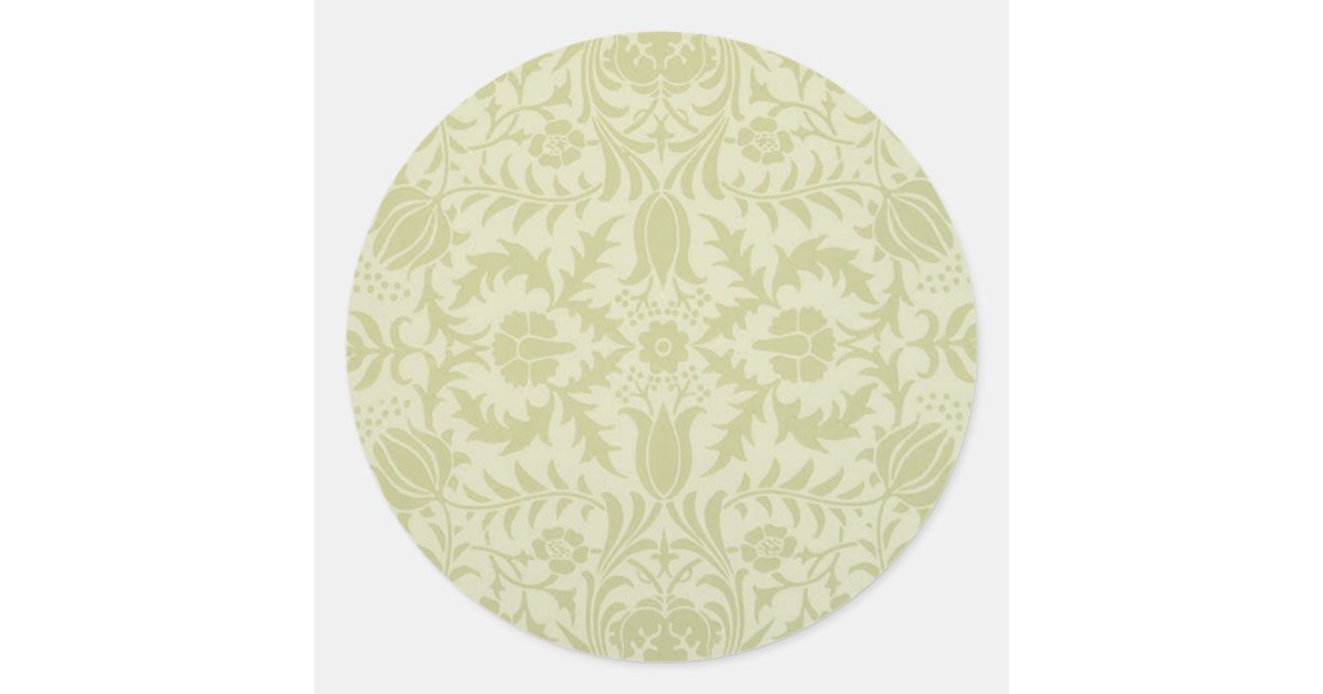 William Morris Borage Wedding Soft Green Classic Round Sticker | Zazzle