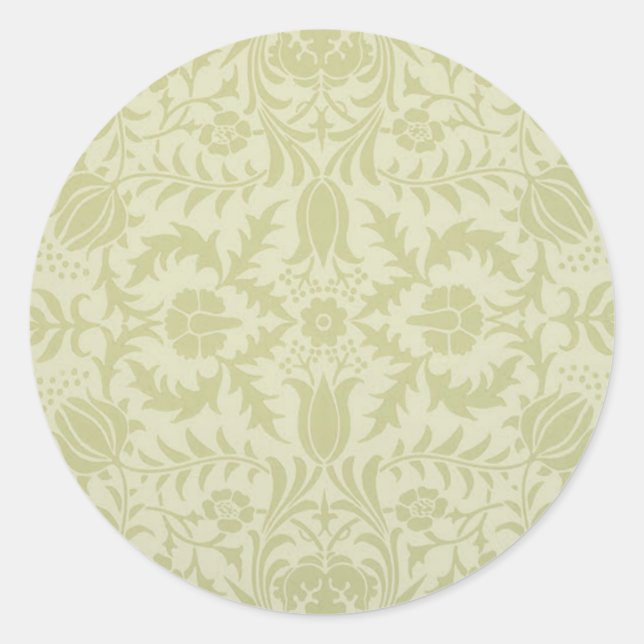 William Morris Borage Wedding Soft Green Classic Round Sticker (Front)