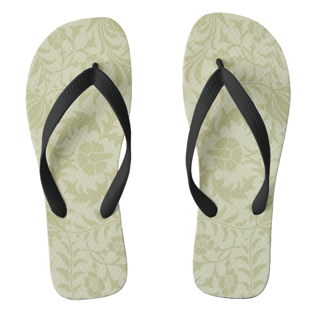 William Morris Borage Wedding Soft Green Flip Flops (Footbed)