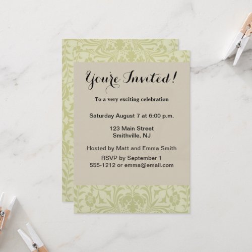 William Morris Borage Wedding Soft Green Invitation