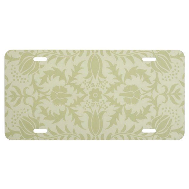 William Morris Borage Wedding Soft Green License Plate (Front)