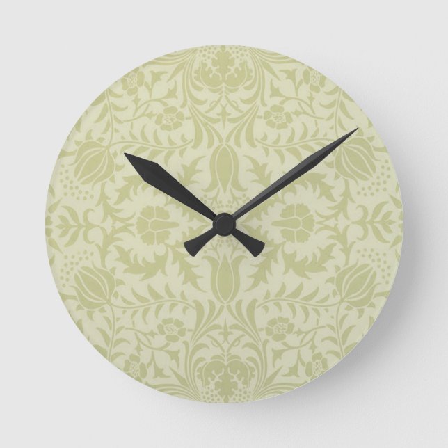 William Morris Borage Wedding Soft Green Round Clock (Front)