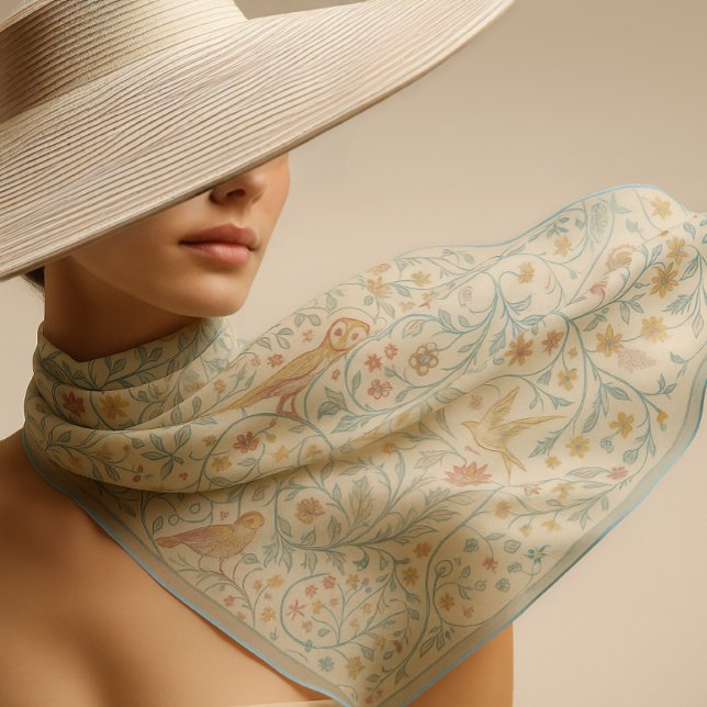 William Morris - Botanic Owl and Berries  Scarf (scarf, scarves, scarves, vintage, morris, owl, botanic, floral, sprint, elegant)