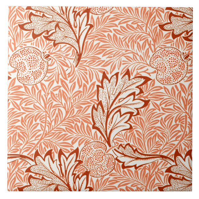 William Morris Botanical Apple Design Ceramic Tile (Front)