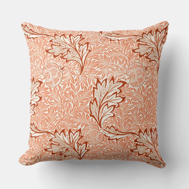 William Morris Botanical Apple Design Throw Pillow (Front)