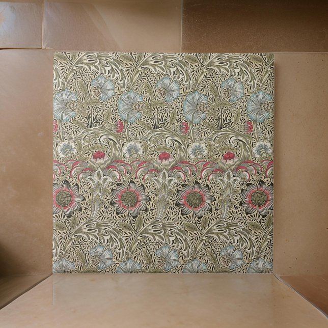 William * Morris Botantical Blue White Beige Pink Ceramic Tile (Creator Uploaded)