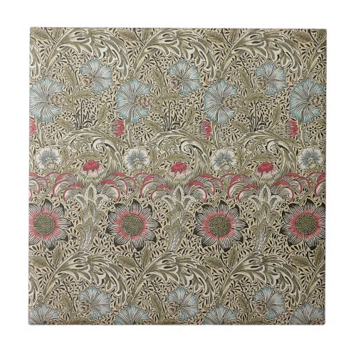 William  Morris Botantical Blue White Beige Pink Ceramic Tile