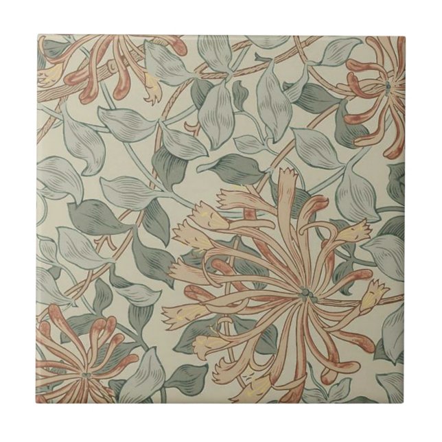 William * Morris Botantical Pink Green | Ceramic Tile (Front)