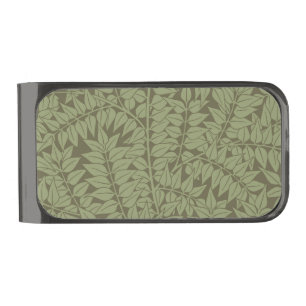 William Morris Branch Art Nouveau Classic Design Gunmetal Finish Money Clip