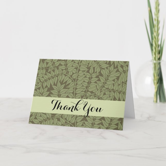 William Morris Branch Art Nouveau Classic Design Letterpress Thank You Card (Front)