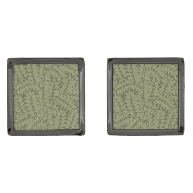William Morris Branch Leaves Wallpaper Cufflinks (Front)