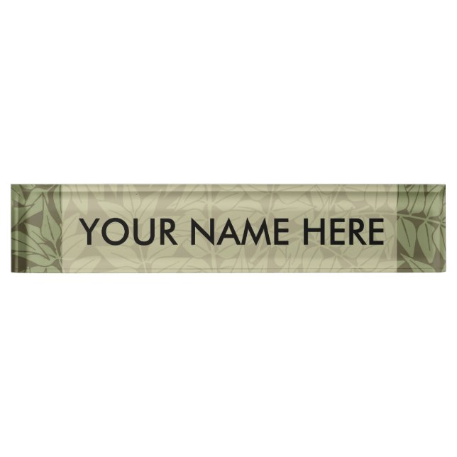 William Morris Branch Leaves Wallpaper Desk Name Plate (Front)