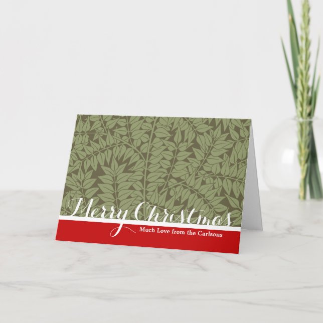 William Morris Branch Leaves Wallpaper Holiday Card (Front)