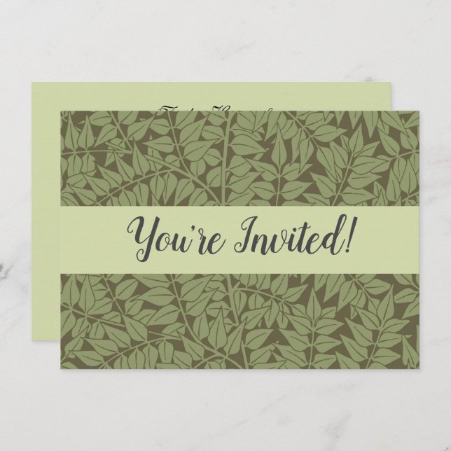 William Morris Branch Leaves Wallpaper Invitation (Front/Back)
