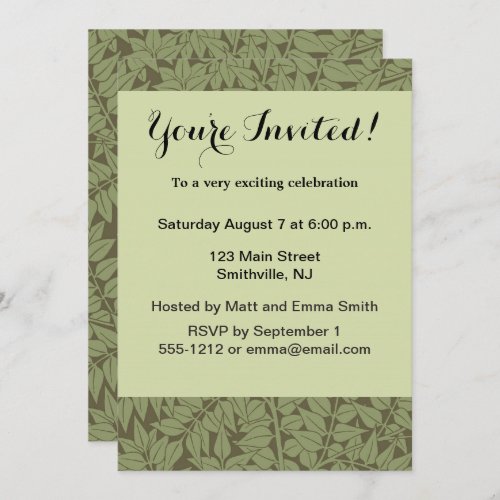 William Morris Branch Leaves Wallpaper Invitation