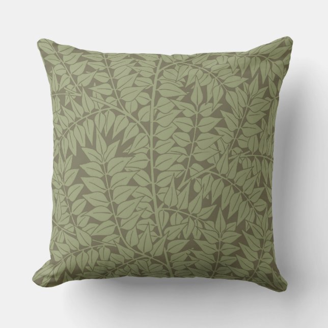 William Morris Branch Leaves Wallpaper Outdoor Pillow (Front)
