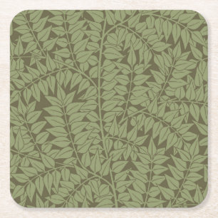 William Morris Branch Leaves Wallpaper Square Paper Coaster
