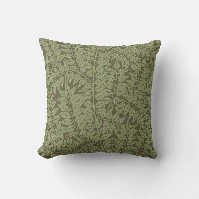 William Morris Branch Leaves Wallpaper Throw Pillow (Front)