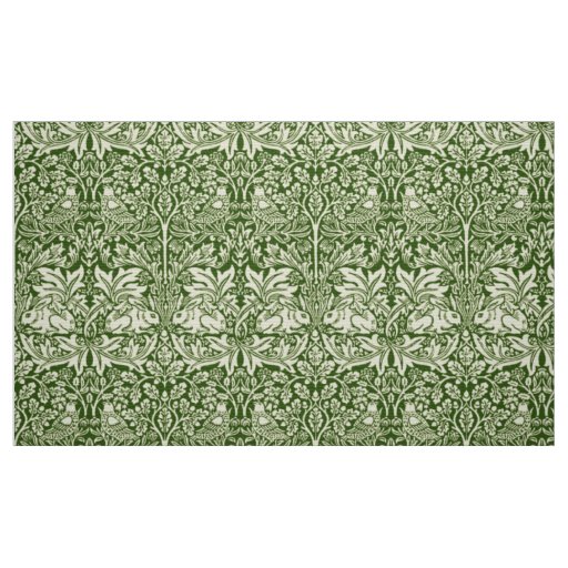 William Morris Brer Rabbit Dark Green Pattern Fabric