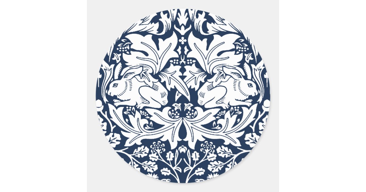 William Morris Brer Rabbit Pattern Classic Round Sticker | Zazzle