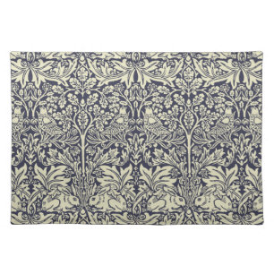 William Morris Brer Rabbit Vintage Blue Pattern Cloth Placemat
