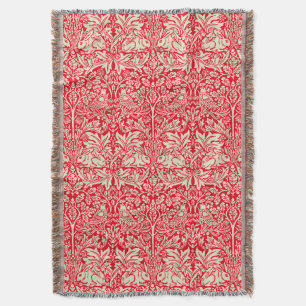 William Morris Brer Rabbit Vintage Red Pattern Throw Blanket