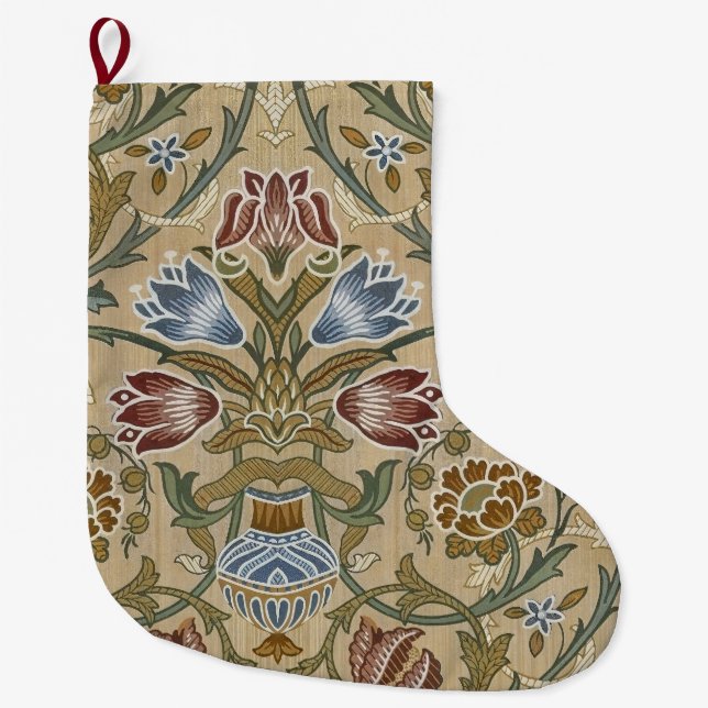 William Morris Brocade Elegant Garden Classic Large Christmas Stocking (Front)