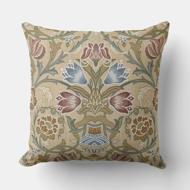 William Morris Brocade Elegant Garden Classic Outdoor Pillow (Front)