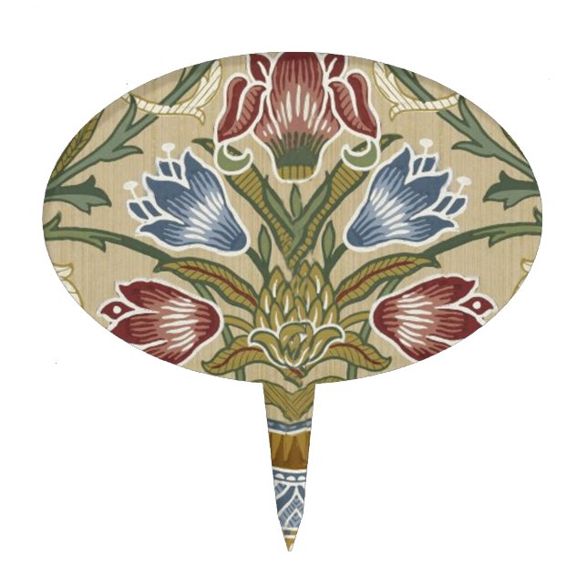 William Morris Brocade Floral Wallpaper Pattern Cake Topper (Front)