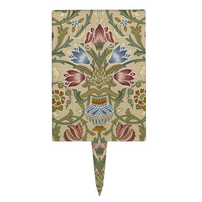 William Morris Brocade Floral Wallpaper Pattern Cake Topper (Front)