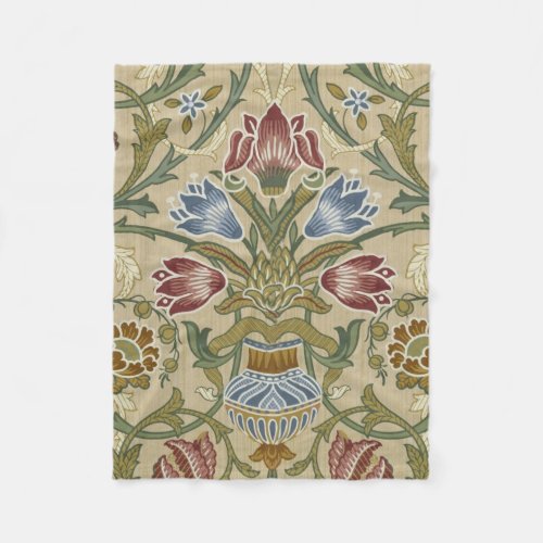 William Morris Brocade Floral Wallpaper Pattern Fleece Blanket