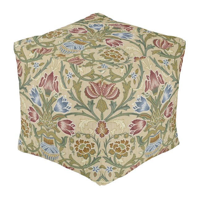 William Morris Brocade Floral Wallpaper Pattern Pouf (Angled Front)
