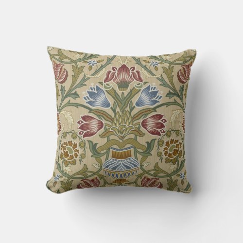 William Morris Brocade Floral Wallpaper Pattern Throw Pillow