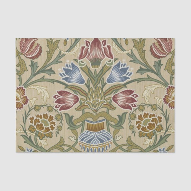 William Morris Brocade Floral Wallpaper Pattern Tissue Paper (Front)