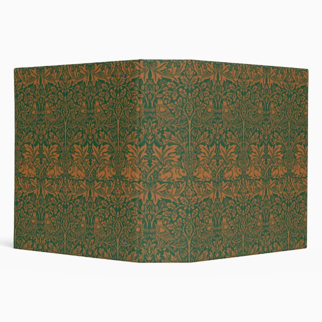 William Morris Brother Rabbit Amber Black Pattern 3 Ring Binder (Background)
