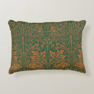 William Morris Brother Rabbit Amber Black Pattern Accent Pillow