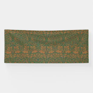 William Morris Brother Rabbit Amber Black Pattern Banner