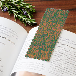 William Morris Brother Rabbit Amber Black Pattern Bookmarks
