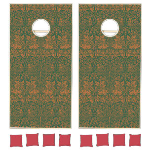 William Morris Brother Rabbit Amber Black Pattern Cornhole Set