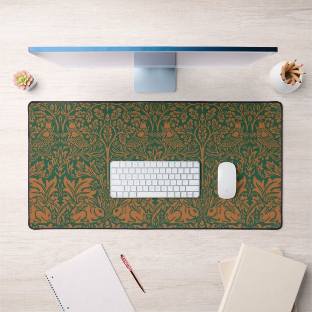 William Morris Brother Rabbit Amber Black Pattern Desk Mat (Office 1)
