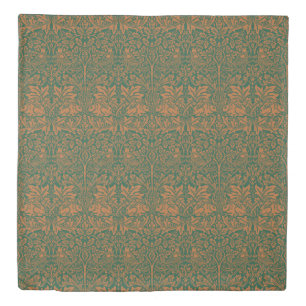William Morris Brother Rabbit Amber Black Pattern Duvet Cover