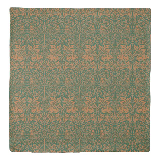 William Morris Brother Rabbit Amber Black Pattern Duvet Cover (Front)