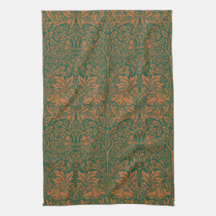 William Morris Brother Rabbit Amber Black Pattern Kitchen Towel