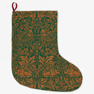 William Morris Brother Rabbit Amber Black Pattern Large Christmas Stocking