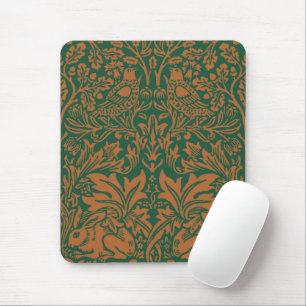 William Morris Brother Rabbit Amber Black Pattern Mouse Pad