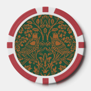 William Morris Brother Rabbit Amber Black Pattern Poker Chips
